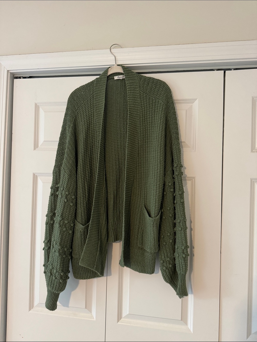 Madewell Olive Green Chunky Open-Front Cardigan